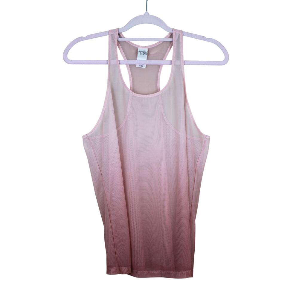 Victoria Secret Sport Pink Ombre‎ Racerback Sheer Mesh Tank Top Size S